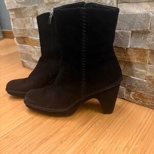 Paolo Black Suede Square-Toe Mid-Calf Boots